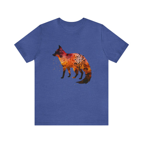 Autumn Fox Silhouette - Short Sleeve Tee Heather True Royal